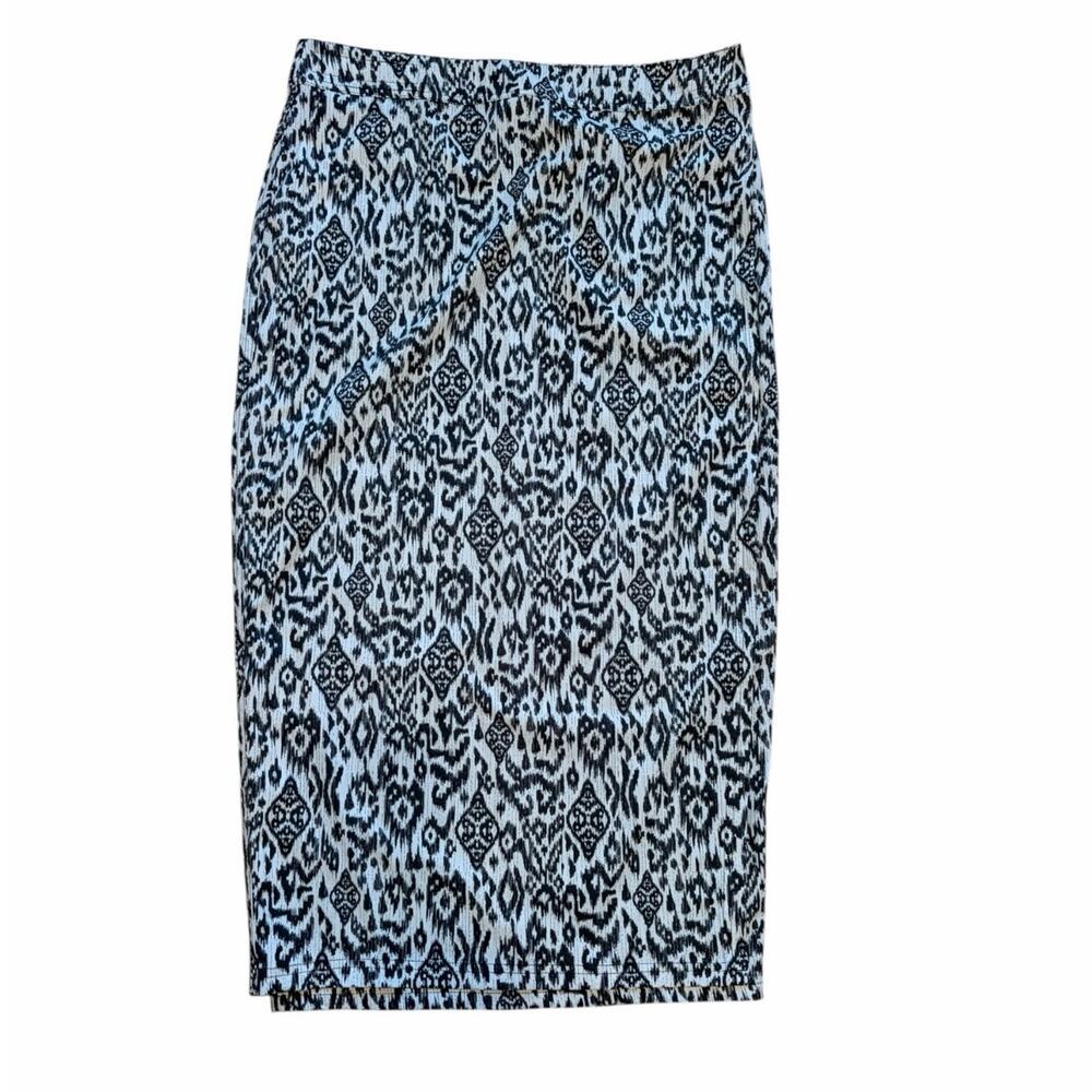 RipSkirt Hawaii Ikat Black & Cream Adjustable Wrap Skirt Large Length 4 Pockets